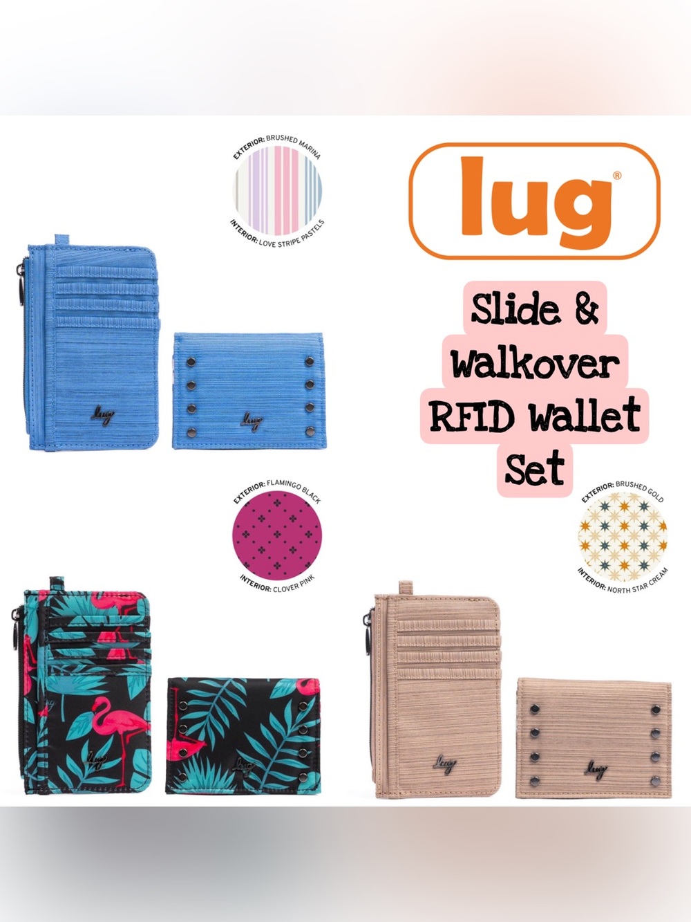 Lug Slide & Walkover RFID Wallet Set NWT
